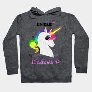 Unique is badass - Unicorn - Purple Hoodie